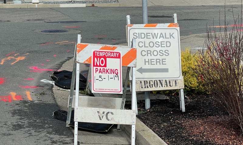Please be aware of ‘No Parking’ and ‘Sidewalk Closed’ signs when traveling in the neighborhood