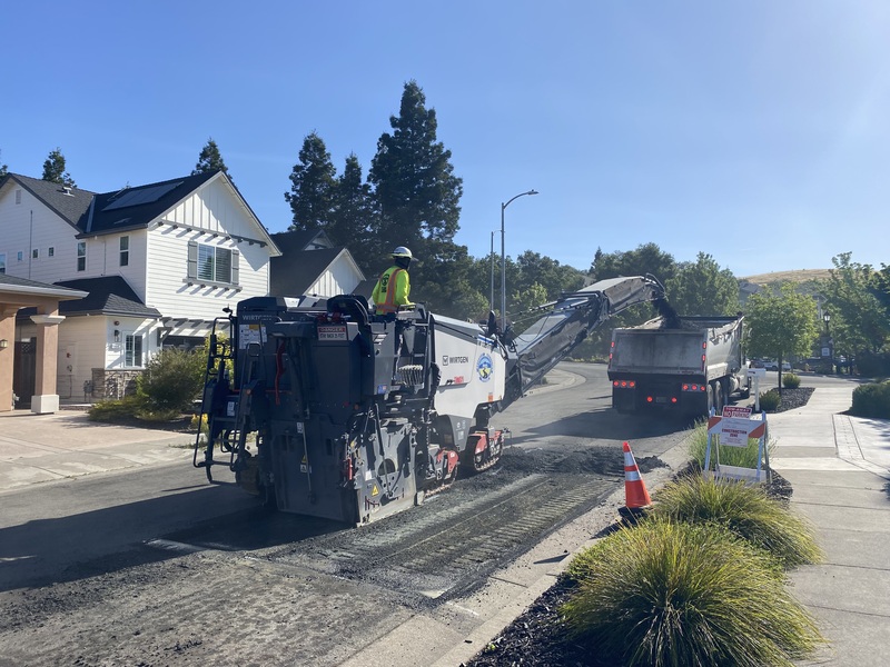 Removing a damaged section of the road surface